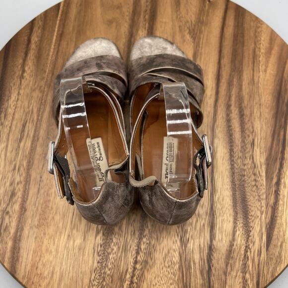 Paul Green Sandals Womens Size 7 Criss Cross Leather Heels Comfort Buckle - Picture 5 of 8